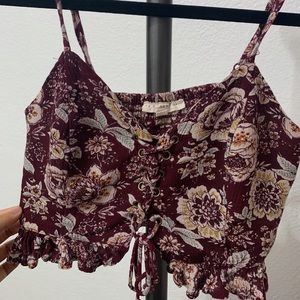 la hearts floral crop top with ruffles